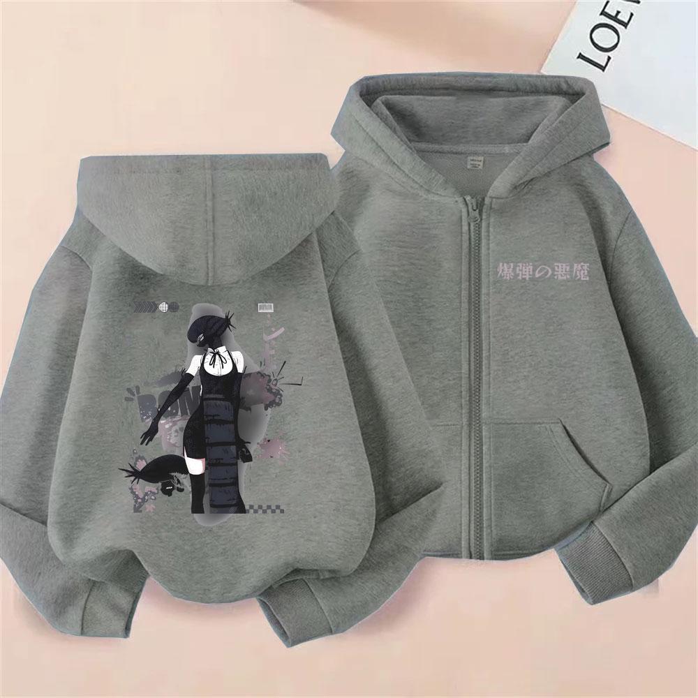 Anime Chainsaw Man Print Zipper Hoodie Reze Cartoon Graphic Hoodies Men Women Fashion Clothing Casual Oversized Zip Up Jakcet