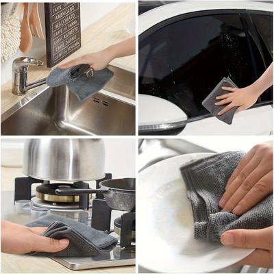 10pcs Microfiber Dish Cloths, Multi Purpose Dishwashing Towels For Tableware, Double Sided Cleaning Rags, Scouring Pads, Cleanin