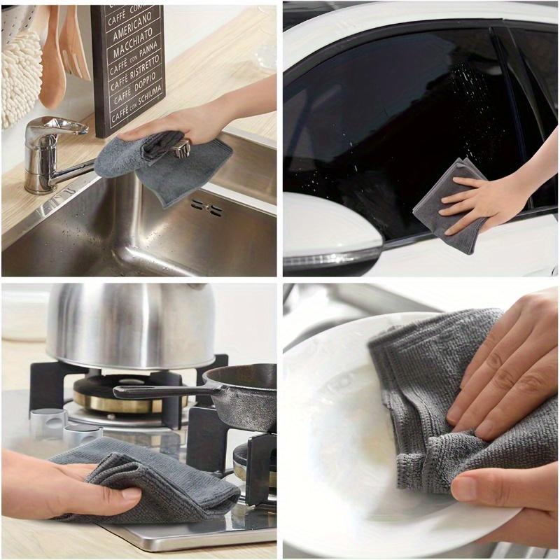 10pcs Microfiber Dish Cloths, Multi Purpose Dishwashing Towels For Tableware, Double Sided Cleaning Rags, Scouring Pads, Cleanin
