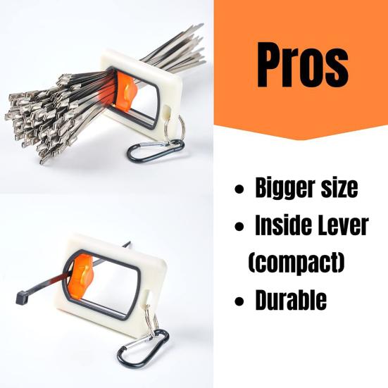 Fluorescent Tie Organizer with Carabiner Cable Zipper Savers Multiple Cable Ties Holder Portable Hardware Tool