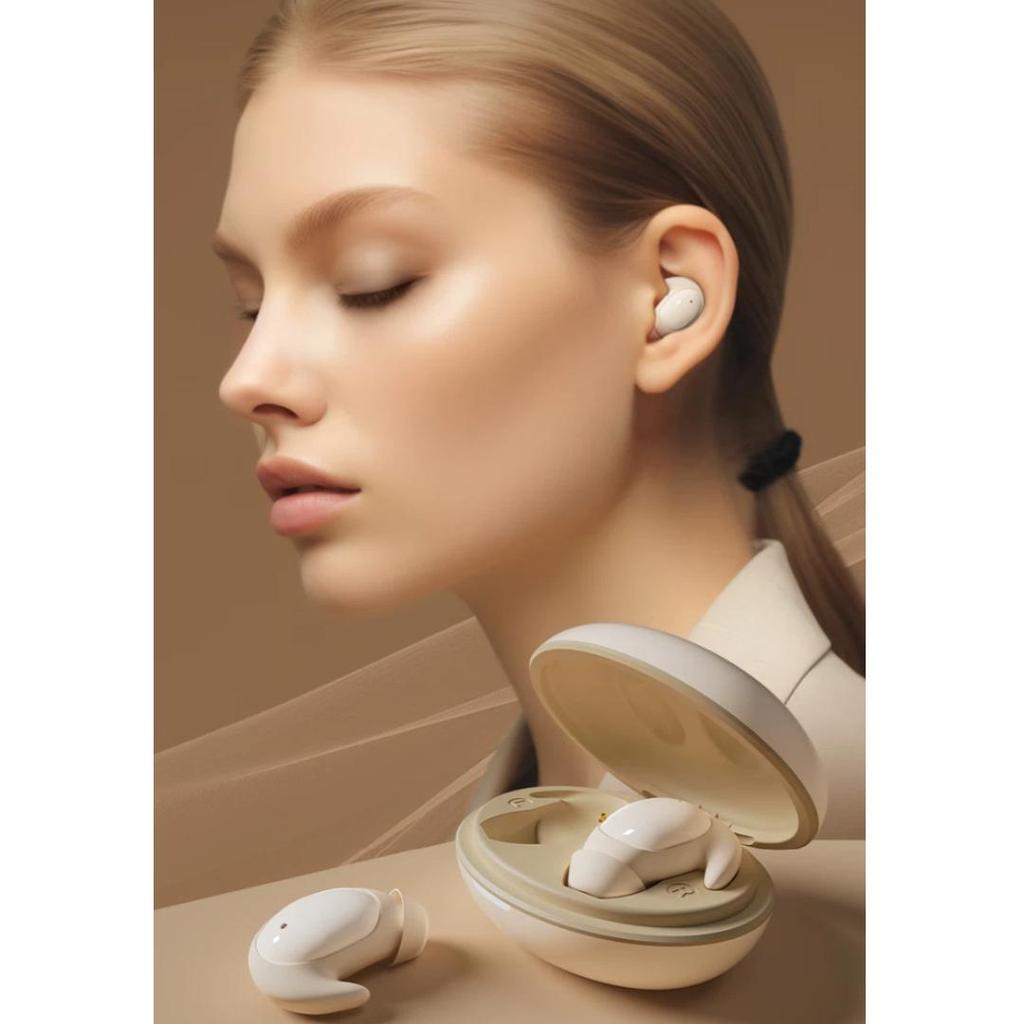 Holy serpent Ultra-Thin Sleep Bluetooth Headphones, Noise-Cancelling, Soundproof Earplugs, Beige