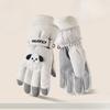 New Style of Girls Ski Gloves for Autumn and Winter Thick Velvet Cotton Tram Windproof and Warmth Cartoon Cute Touch Screen