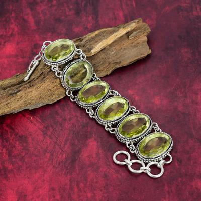 Lemon Topaz Gemstone 925 Pevný strieborný šperkový náramok, Ručne vyrábané strieborné šperky pre ňu, krásny Topazový náramok šperky pre ženy