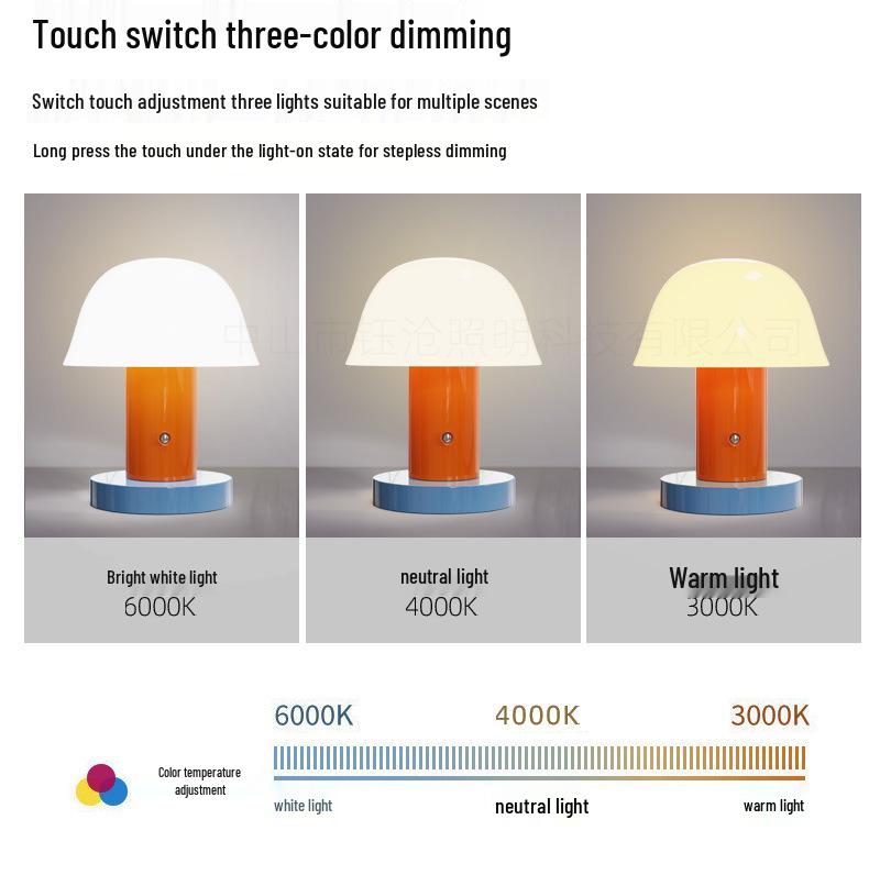 Denmark Setago Table Lamp: Touch-Dimming Portable Bedside Light, Nordic Retro Style