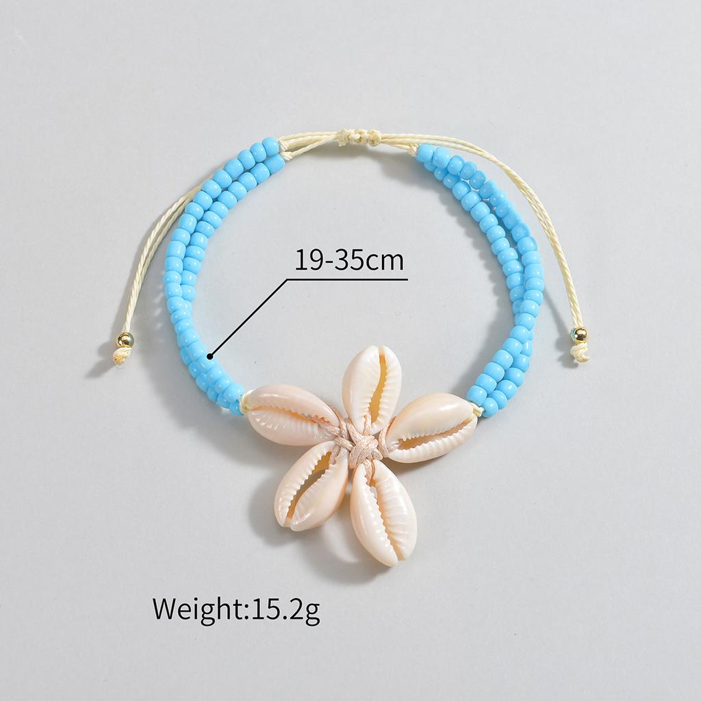 Bohemian Style Rice Beads Anklets for Women Five Shell Flower Anklet Bracelect Party Beach Jewelry Collar Girls Feet Chain