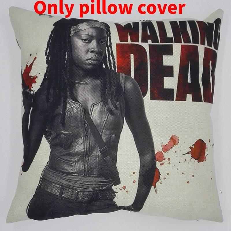 Premium Grey Linen Walking Dead Sofa Pillow Case For Fans Of Zombie Series 45x45cm