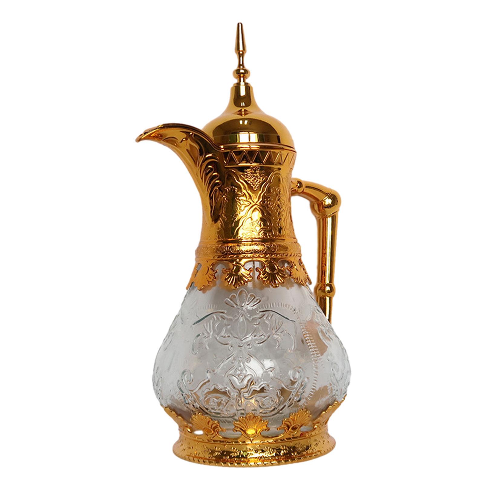 

Arabic Style Coffee Pot Comfortable Handle Hot Cold Water Bottle Thermal Coffee Pot for Kitchen Gatherings Camping Party Tea золотий