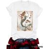Women's Summer Casual T-shirt Mermaid Pattern Round Neck Short Sleeve Top