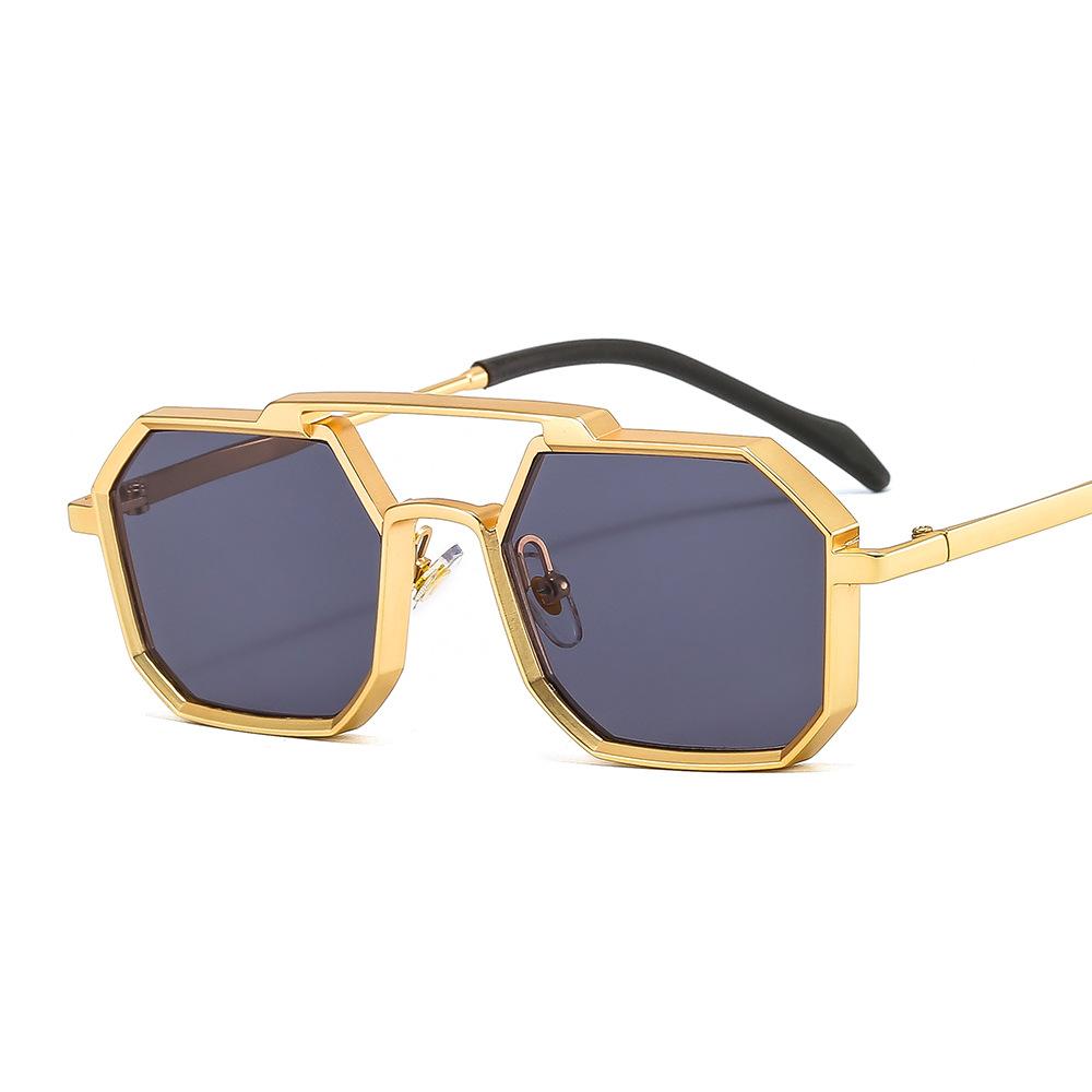 

New Style Double Beam Metal Material Large Glasses Frame Sunglasses Fashion Style Women s Men s Sun Glasses Black Brown Mirror Eyewear UV400 1PC