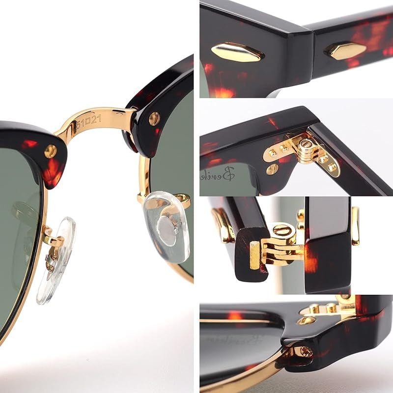 Used [Berikin] Men's Polarized Sunglasses for Driving, Driving, Fishing, Half Frame Half Frame Thurmont Blow UV400 UV Protection Gold Sunglass for