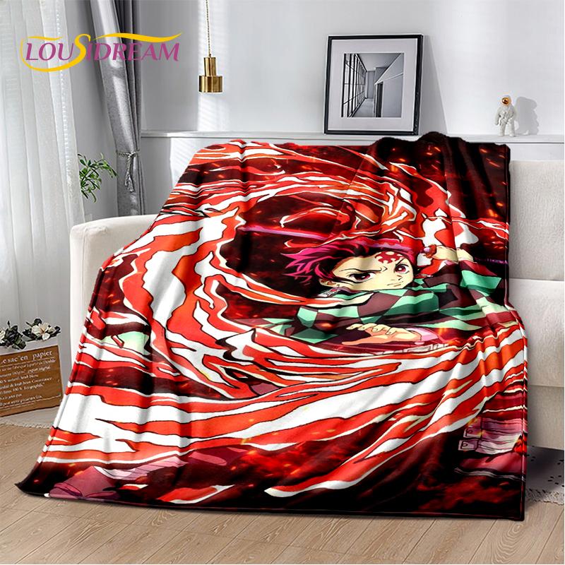 3D Demon Slayer Anime Kamado Nezuko Tanjirou Cartoon Blanket Soft Throw for Home Bedroom Bed Sofa Picnic Cover Child