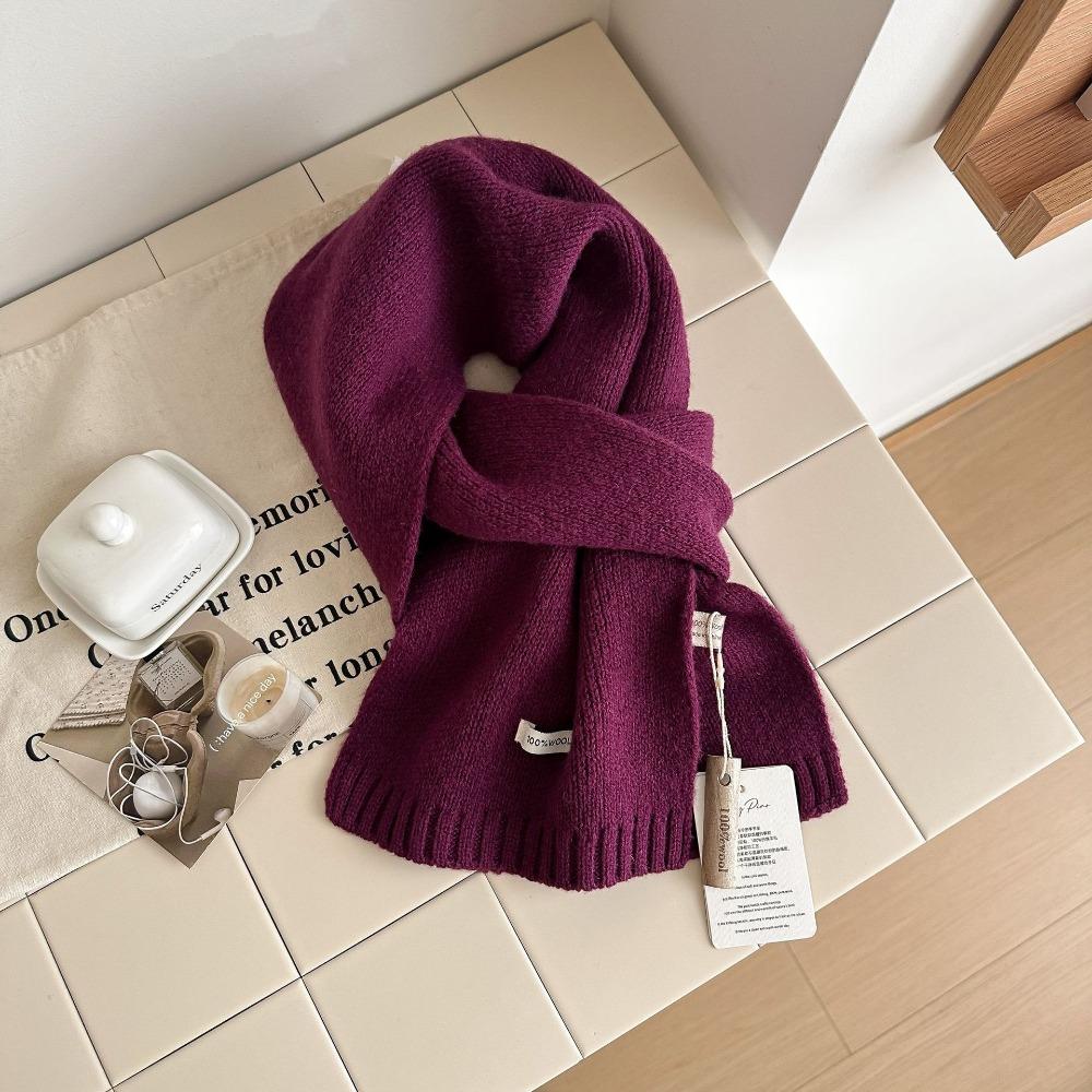 Gestrickter Schal Damen Wolle Winter Warme Schals Helles Einfarbiges Design Verdickter Schal Weicher Kaschmir-Pashmina Hals