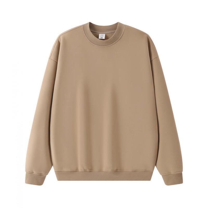 Herren Oversized Uni Farbe Fleecegefüttert Rundhals Sweatshirt Herbst Winter Lässig Streetwear Unisex