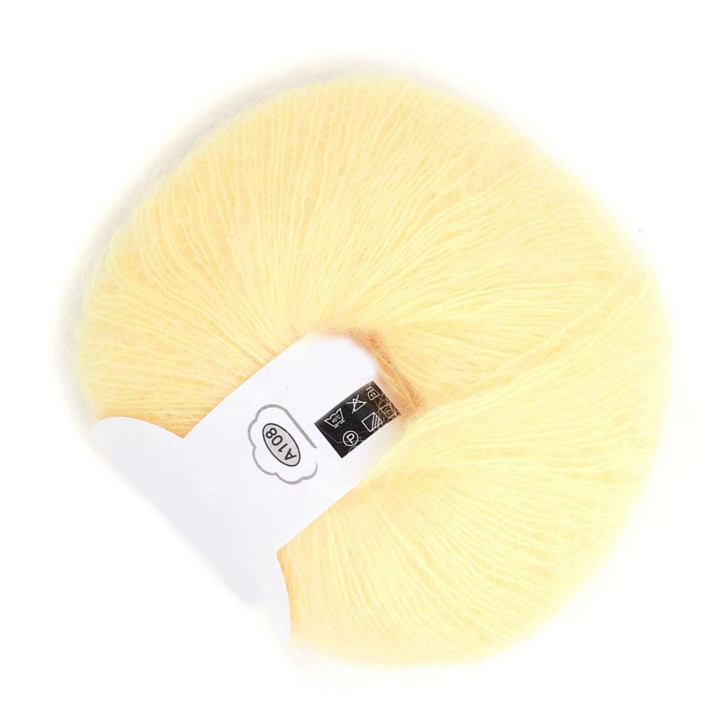 Popolare Morbido Mohair Pashm Lavorato a Maglia Angora Filato di Lana Lungo (giallo chiaro)