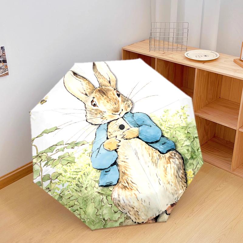 1 PC Automatic Folding Umbrella - Peter Rabbit Pattern, Portable & Foldable Design with 8 Ribs, Christmas Birthday Gifts