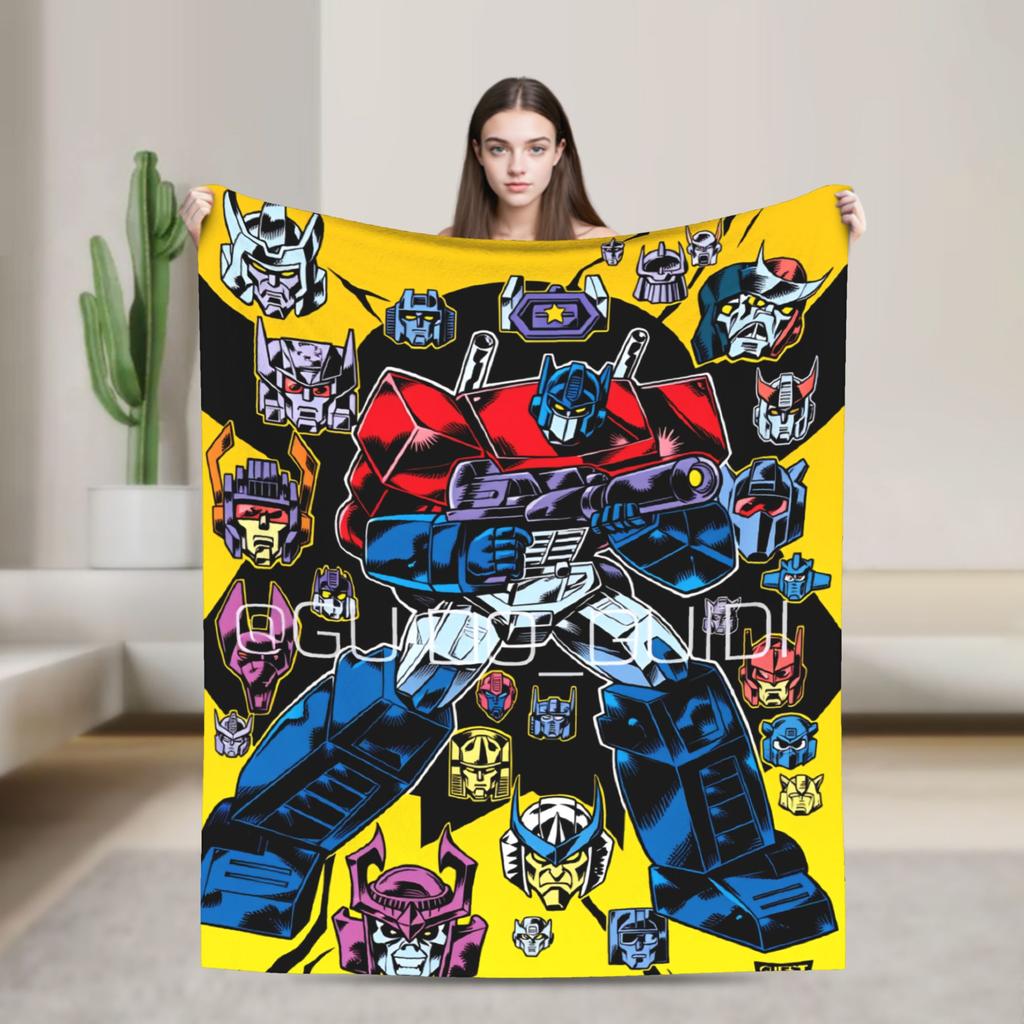 Cartoon T-Transformers Autobots Blankets Anime Super Soft Fluffy Plush Bedding Throws For Couch Bed Flannel Bedspread Bed Cover