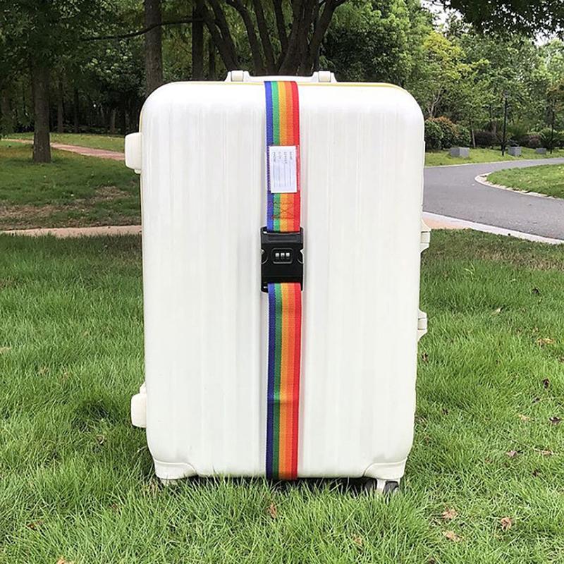 2M Rainbow Password Lock Packing Luggage Bag With Luggage Strap