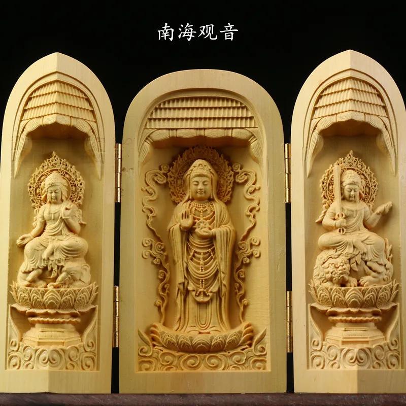 Boxwood Beautiful Hand-Carved Wooden Statue of the Thousand-Armed Guanyin Bodhisattva
