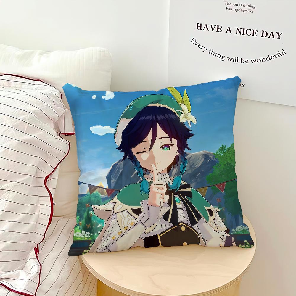 cute venti genshin impact game kawaii soft pillowcase for Sofa Home Living Room bedside Decor pillow cover Gift Party hogar