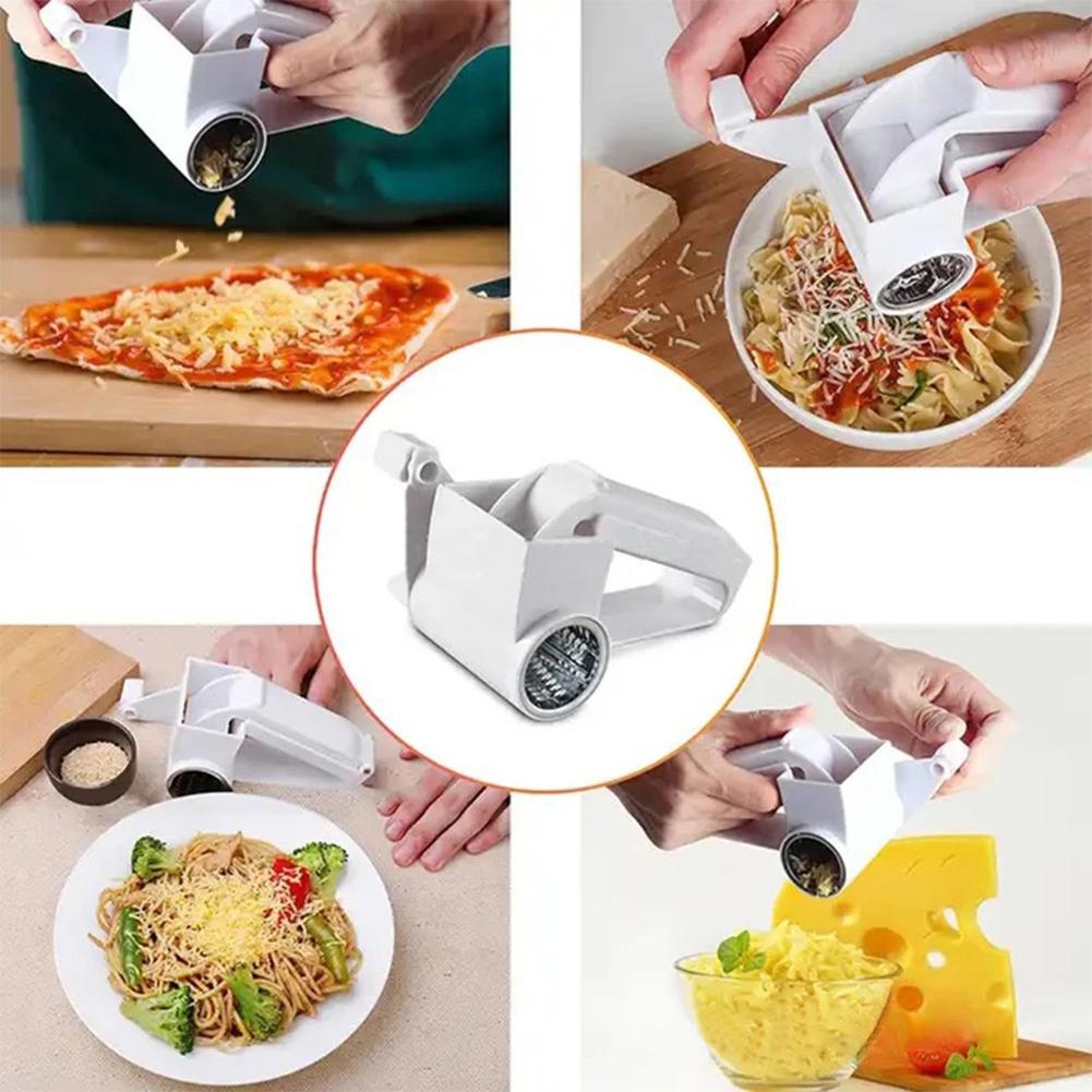 Cheese Vegetable Nut Grater 2 Stainless Steel Drums Kitchen Cheese Shredder with Handle Manual Cheese Grater Kitchen Gadget Tool