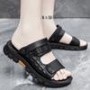 Fashion Men Summer Sandals Cozy Hollow Non-slip Soft Cool Lighted Breathable All-match Classic Wearable Fashion Casual Leather Sandals