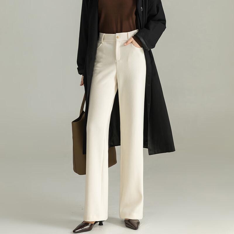 Mengshuya Women's High-Waisted Knit Chenille Straight-Leg Pants