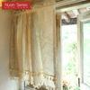 1PC Nuan Series Cotton Linen Double-layer Short Curtain Tassel Edge Partition Curtain for Kitchen Living Room Bedroom Cupboard Home Decor