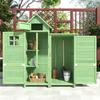 Armoire à outils - Bois massif - 118 x 54 x 173 cm - Toit en PVC - Vert