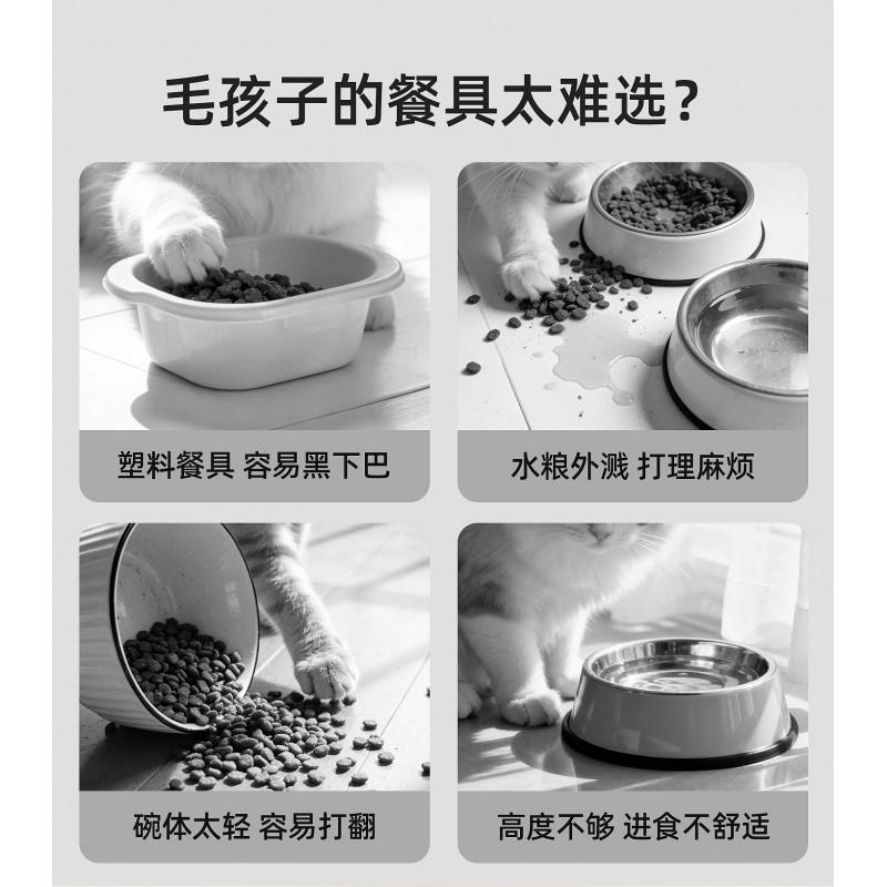 Ceramic Pet Food Bowl Set Cats Small Dogs - Wide Mouth Anti-Spill Design With Neck Support Fruit Cartoon