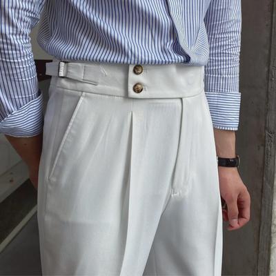 2024 Herr Hög midja Neapel Drapering Raka Byxor - Höst Casual Trend
