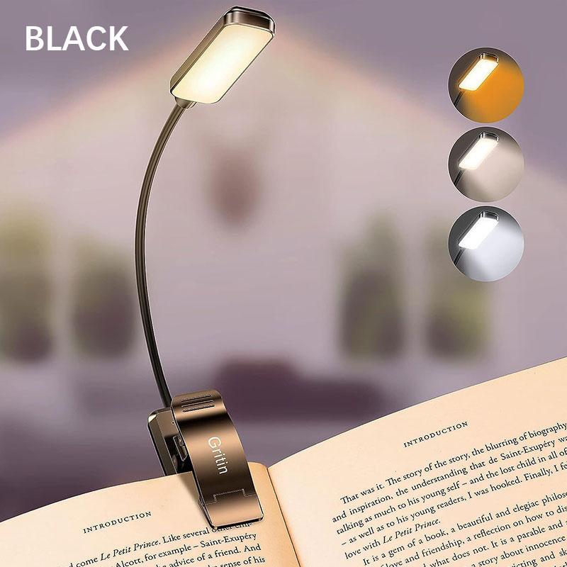 

Светодиодный перезаряжаемый светильник для книг - забота о глазах, 3 цветовых температуры, плавная регулировка яркости чёрный