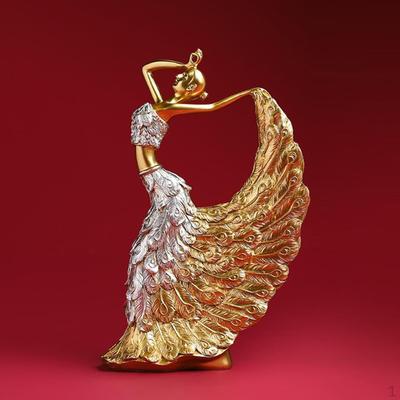 Statua di figurina di ballerina con gonna grande, ragazza che balla, ornamento romantico, scultura in resina, decorazione retrò