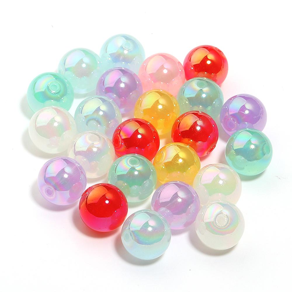 20pcs/lot 16mm Colorful Round Acrylic Beads Jelly Beads Loose Spacer Beads For Jewelry Making DIY Bracelets Necklace Accessories