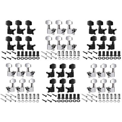6 Pcs Chromium Gear Electric Guitar Tuners with Tools Guitar Tuners Machine Heads Tuning Keys for Acoustic Or Electric Guitar