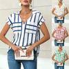 2026 New Women's Fashion Casual Loose V-Neck Striped Pocket Ladies' Shirt