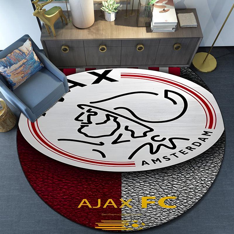 AFC Ajax Emblem Design Round Rug for Livingroom,Bedroom, Palyroom, Chair Rug, Area Rug, Circle Carpet, Large Size Fan Christmas Gift
