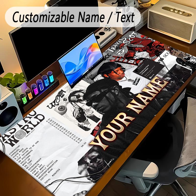 Large Mouse PadTravis Scott Custom Name Text Personalized Desk Mat Non Slip Gaming Pad