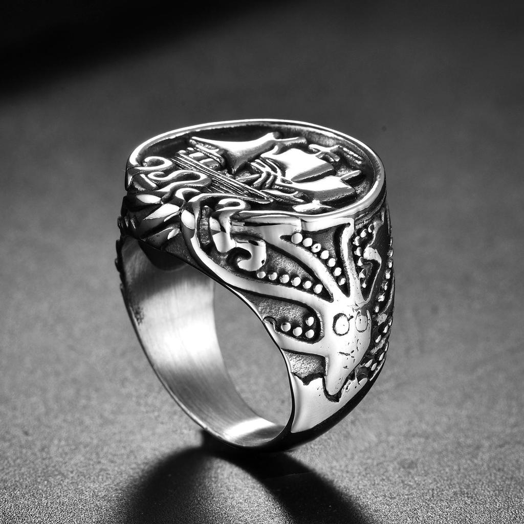 Retro Personality Sailboat Stainless Steel  Accessories Men's Trend  Ring