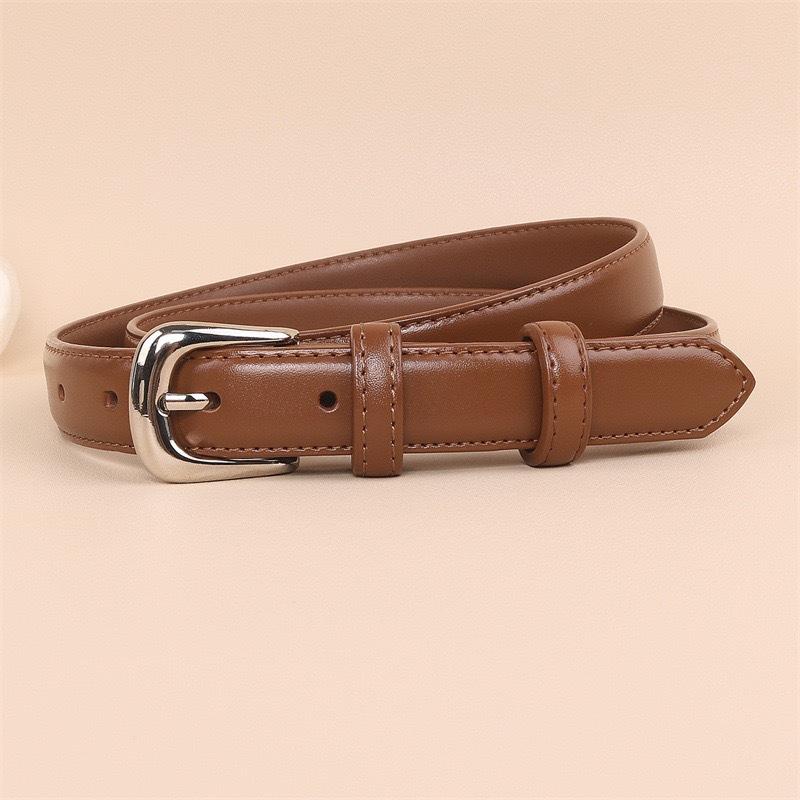 Belt Silver Buckle with Straight Jeans Women's Belt Women's Simple Design Belt