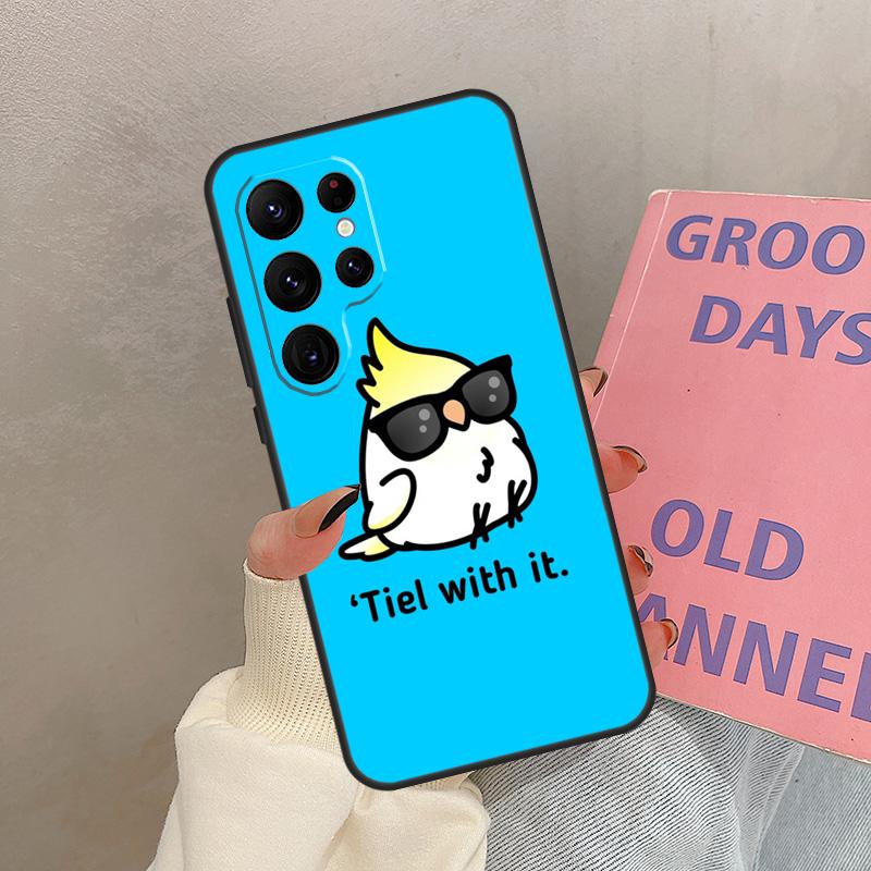 Cartoon Animal Chubby Cockatiel Case For Samsung Galaxy S25 Ultra S20 S21 S22 S23 S24 Ultra S9 S10 Plus S25 FE Cover Coque