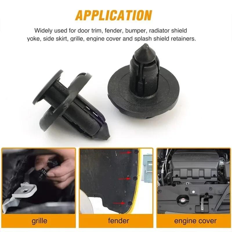 Nýtový držák podběhu, Klip, Spona, Upevňovací prvek, Zatlačovací typ, PP plastový klip na obložení pro upevnění karoserie, 100 ks, 8 mm, černý, nárazník auta
