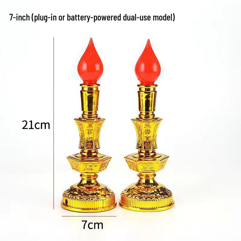 Dual-Use LED Candlestick Altar Lamp for God of Wealth