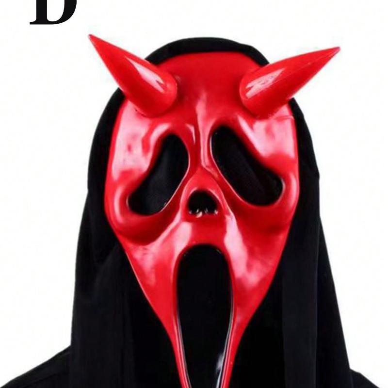 1 tk Halloweeni mask, Must pearätt skeleti peaga, Õudusmeigi mask Halloweeni tarvikud Lavashow rekvisiidid, Mask, Rollimängu mask