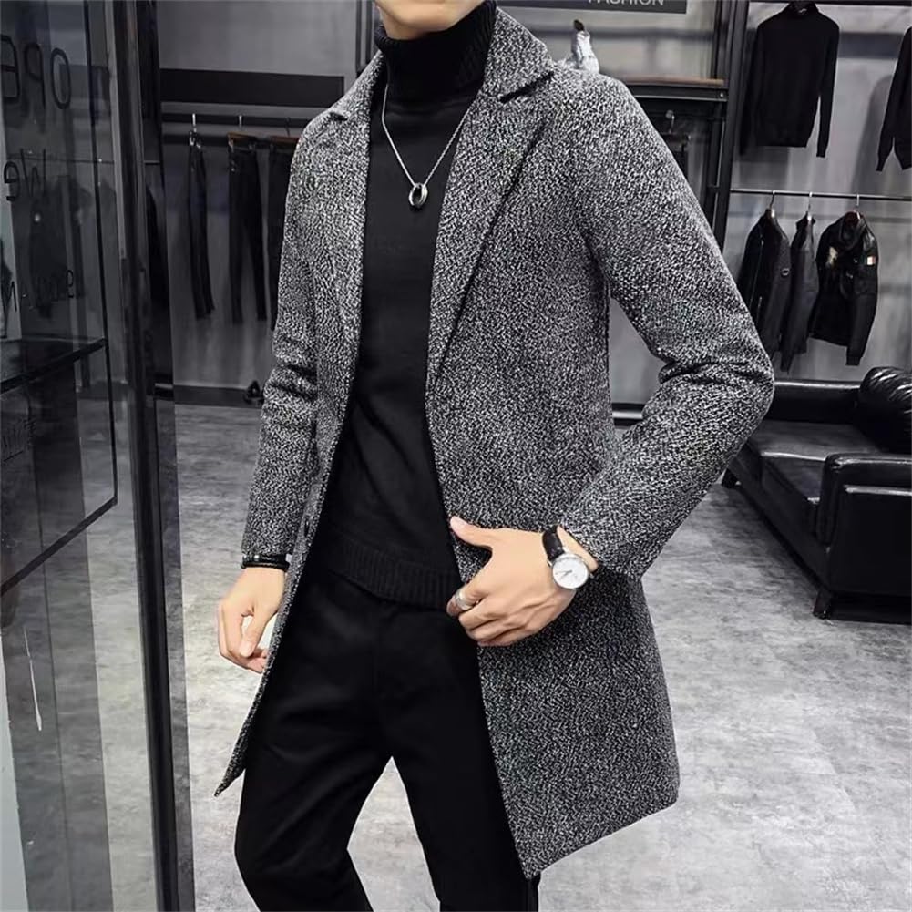 ZhangSong Long Chesterfield Jacket for and Cold Plus Sizes Men's Coat, Business, Casual, Weather, Fall/Winter, (Gray, 4XL)