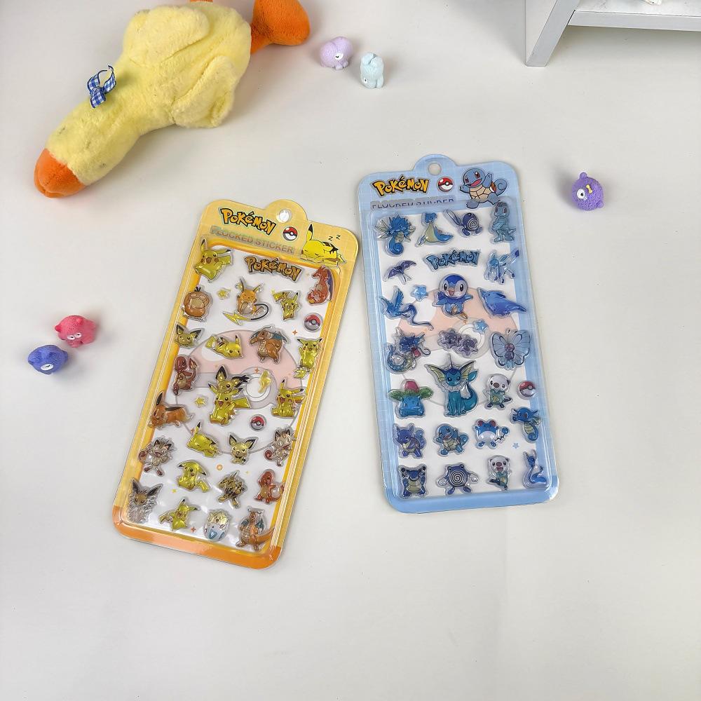 Lovely Cute 3D Crystal Embossed Pokmon Stickers for Kids Journal Decor and Reward Cartoon Waterproof DIY Scrapbooking Stickers