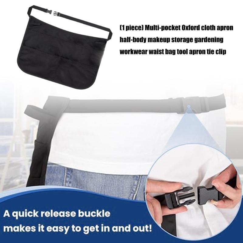 Multi Pocket Work Apron Adjustable Buckles Durable For Gardening Makeup Tool Storage Waist Organizers