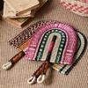 Colorful Circular Wall-Hanging Hand Fan, Vintage Ethnic Style, Hand-Woven Straw Fan, Homestay Landscape Decoration