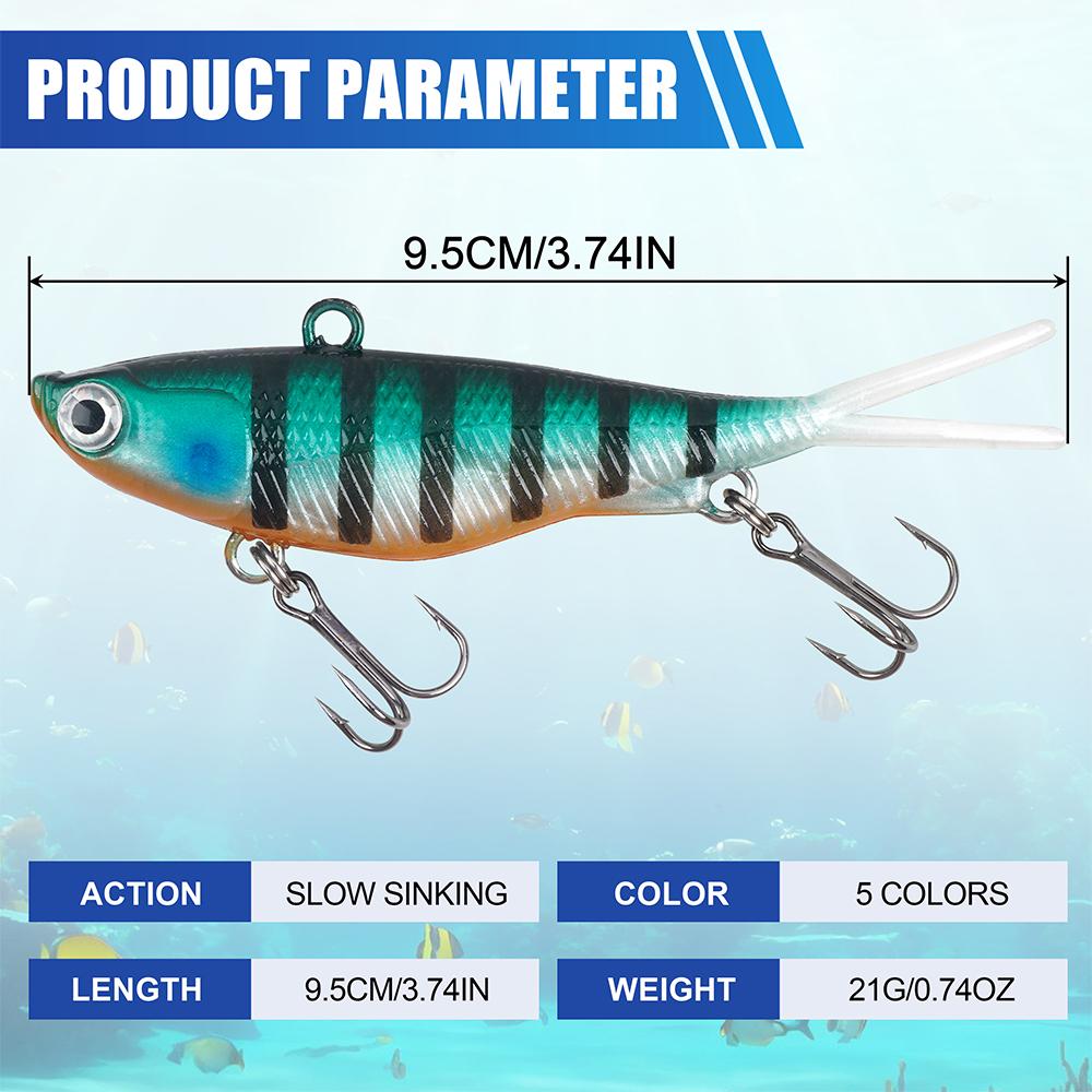 5Pcs/10Pcs Pre-Rigged Soft Fishing Lures Kit Jig Head Fork Tail Swimbaits for Bass Trout Crappie Saltwater Freshwater Fishing