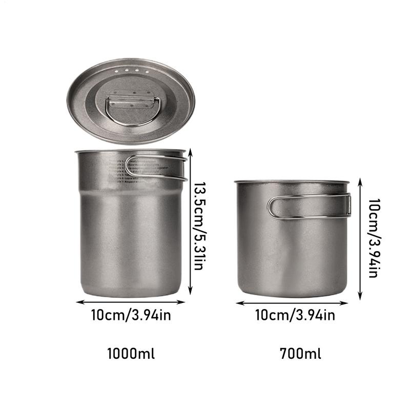 Campingtopf 2X Edelstahl Camp Kochtopf Outdoor Überlebensausrüstung Tragbares Mahlzeitenvorbereitungswerkzeug Für Garten Rucksackreisen Wandern