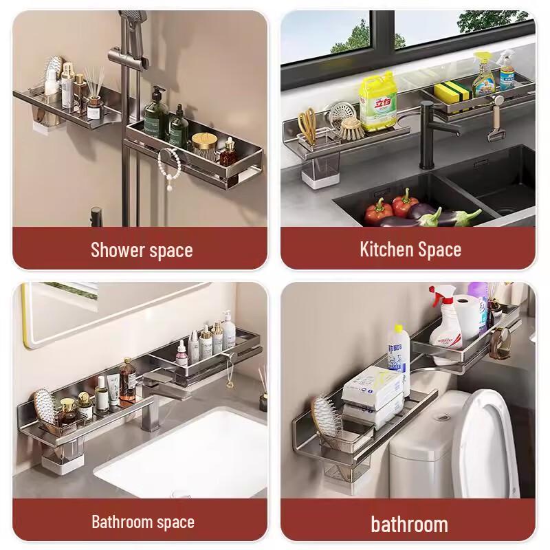 Youqin No-Drill Space Aluminum Bathroom Shelf